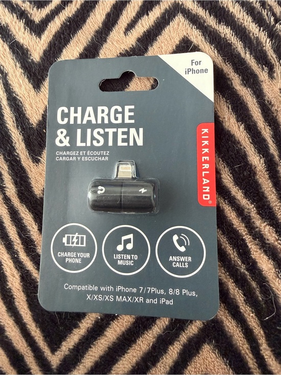 Cost Plus World Market Other - 🏷️Kikerland Black Charge & Listen Lightning Adapter for iPhone 7/8 Plus and Ipad
